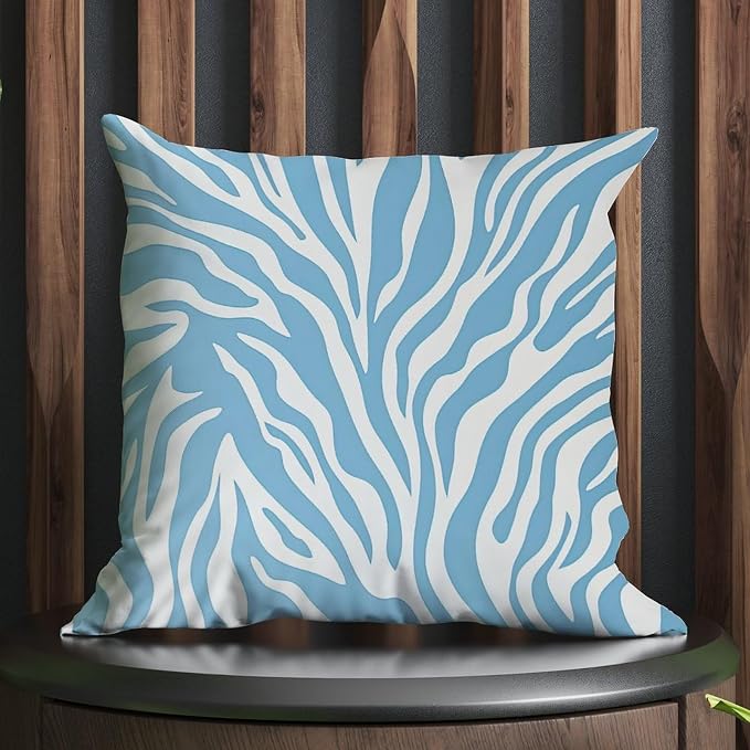 Cushion Cases Blue Tiger Print Cushion Cover Classic Animal Tiger Print Pillow Cover Accent Farmhouse Decor Pillow for Couch Sofa Bedroom Car 24x24 in