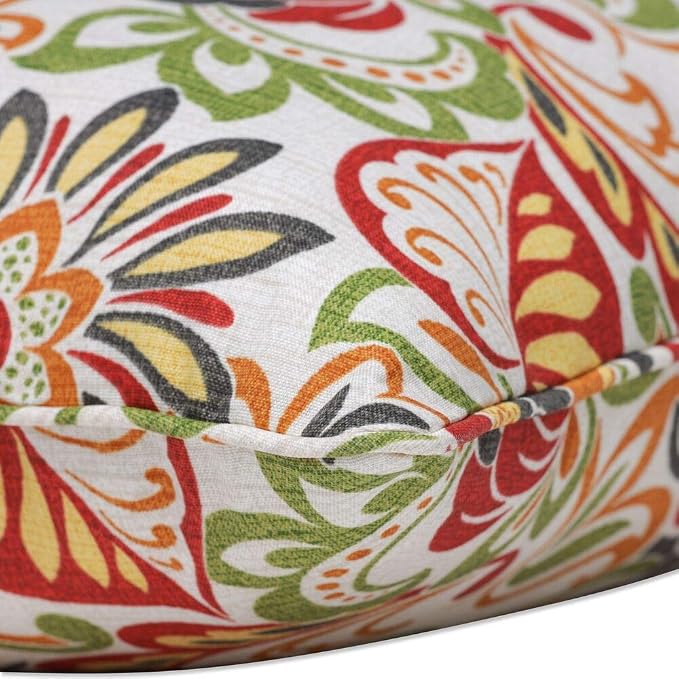 Pillow Perfect Bright Floral Indoor/Outdoor Throw Pillows, 2 Count, Lumbar - 11.5" x 18.5", Green/Red Zoe