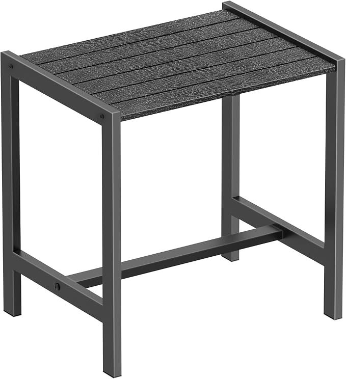 Outdoor Side Table,Weather-Resistant Square Patio End Table,Small Outdoor Accent Table for Backyard,Pool,Deck,Garden,Waterproof,Easy-to-Clean & Assembly,Black