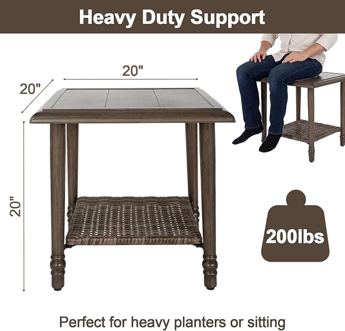 2 Pieces Patio Furniture Sets-Swivel Patio Chairs with High Back Cushions and Wicker Outdoor Side Table,All Weather Patio Conversation Set for Garden Backyard Porch Deck