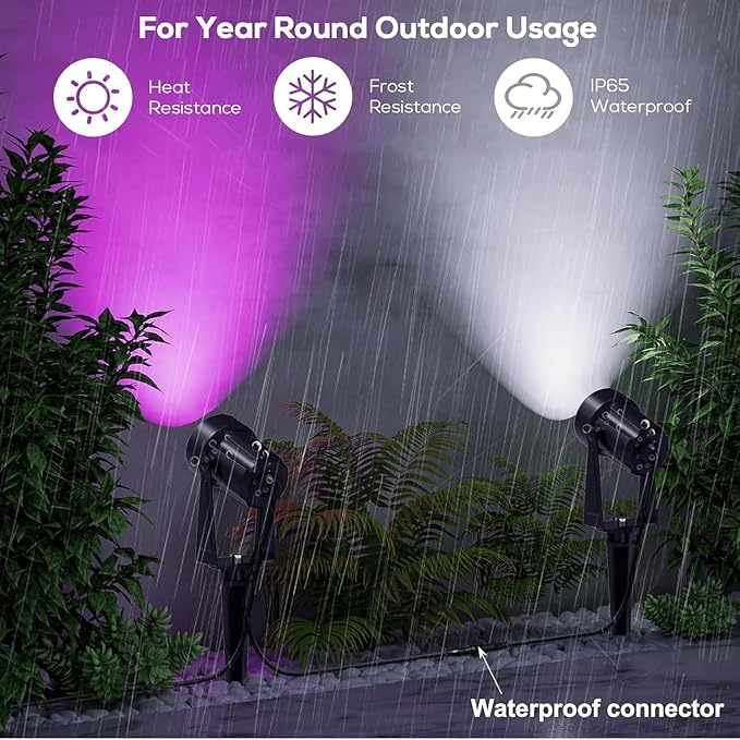 SUNTHIN Outdoor RGBW Landscape Lighting with Remote, Dusk to Dawn, 12 Pack | Outdoor LED Landscape Lighting with Remote Control, Color Changing Yard Lights, IP65 Waterproof for Garden, Trees, Lawn