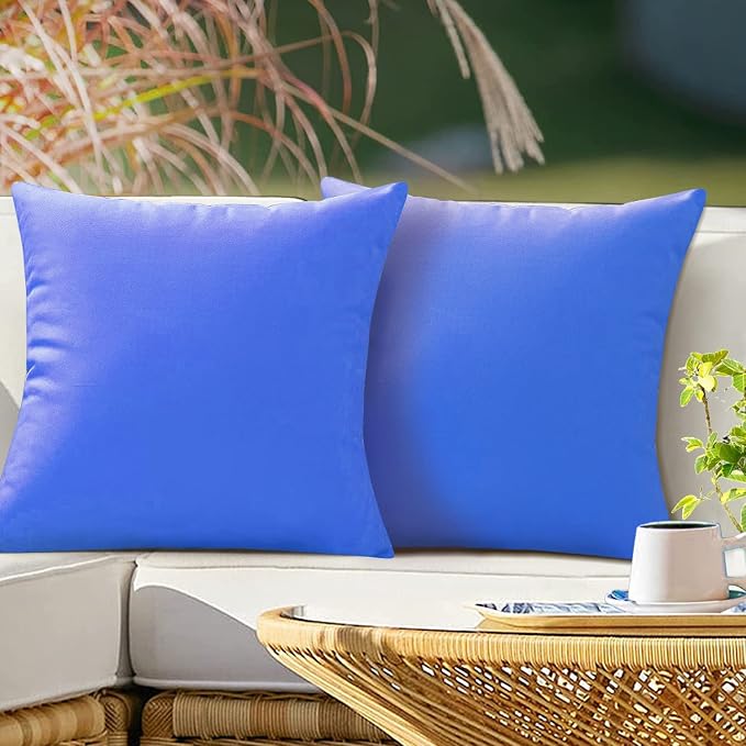 VAKADO Outdoor Waterproof Throw Pillow Covers 26X26 Set of 2 Decorative Blue Patio Furniture Cushion Cases Outside Decor for Couch Garden Bench Porch
