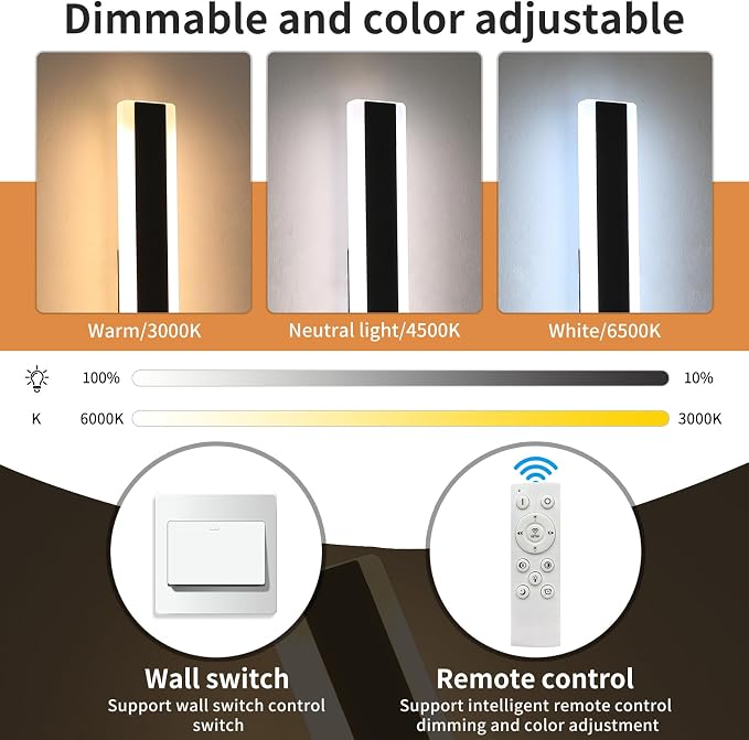 57inch Modern Long Outdoor Wall Lights, 3000K-6000K Dimmable Linear Wall Sconce, IP65 Waterproof, Black Exterior Lighting Fixture for House, Patio, Garden, Yard, House with Remote Control