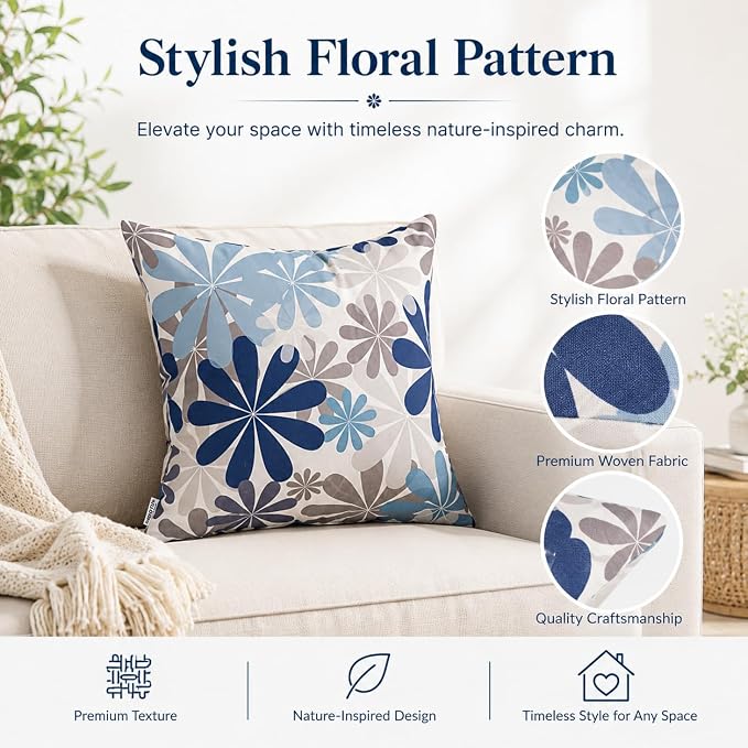 2 Pack Outdoor Throw Pillows 18x18 with Inserts, Water-Repellent | 2-pack 18x18 outdoor throw pillows with inserts, water-repellent polyester covers, hidden zippers, and indoor/outdoor style.