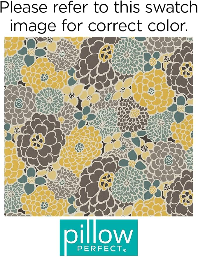 Pillow Perfect Bright Floral Indoor/Outdoor Accent Throw Pillow, Plush Fill, Weather, and Fade Resistant, Large Lumbar - 16.5" x 24.5", Blue/Tan Lois, 2 Count