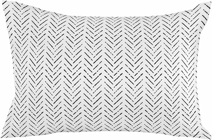 Black White Striped Outdoor Pillow Covers Waterproof,All Weather Cushion Case Set of 2 Lumbar Pillowcase for Sofa Couch Bed Decor Patio Furniture 20"x12" Contemporary Minimalist Geometric