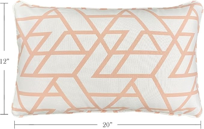 Pack of 2 Outdoor Waterproof Decorative Lumbar Pillows Covers for Patio Furniture, 20x12 Inch Fade Resistant Patio Garden Lumbar Cushion Covers for Couch Bed Sofa, Geometric Pink
