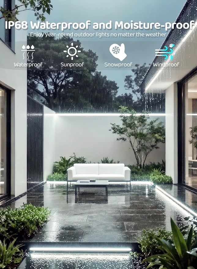Gaoxun 32.8ft Solar LED Strip Lights Outdoor, 640 LED, Cool White Flexible Rope Light with Remote Control, Dimmable, 8 Modes, IP68 Waterproof Self-Adhesive Accent Lighting for Patio Pool Stair Decor