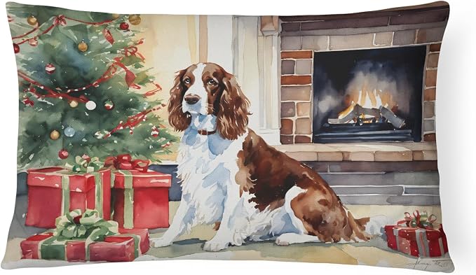 Caroline's Treasures DAC2761PW1216 Welsh Springer Spaniel Cozy Christmas Throw Pillow Machine Washable, Indoor Outdoor Decorative Pillow for Couch, Bed or Patio, 12HX16W