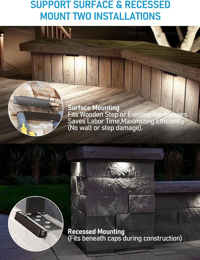 LEONLITE 8-Pack 7 Inch LED Hardscape Lighting, 3W/4W/5W, 5000K Daylight | Update Dimmable Retaining Wall Lights, Low Voltage Landscape Lighting, 12-24V AC/DC Paver Light, Outdoor Step Lights, ETL