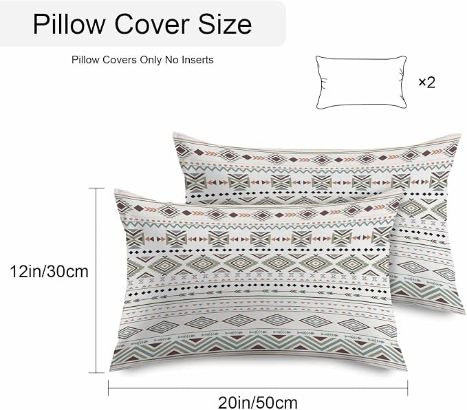 Sage Green Boho Outdoor Pillow Covers 20x12 Inch Lumbar Pillow Covers Set of 2 Waterproof Decorative Throw Pillow Cases Vintage Ethnic Tribe Abstract Art Cushion Covers for Patio Furniture Garden