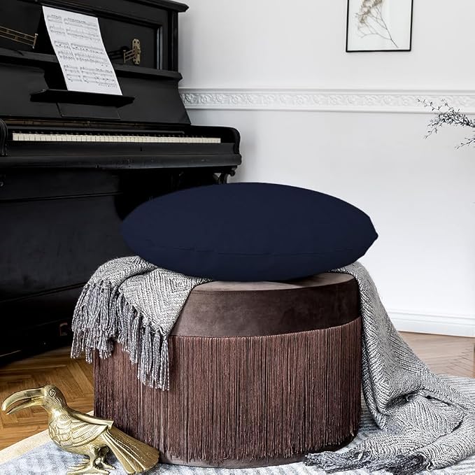 Covers & all Round Pillow Cover, Weather & UV Resistant Water Repellant Protector for Pillows Home Office Living Room Decor Chair Sofa Couch, with Zippers (48" Diameter x 5" H, Navy Blue)