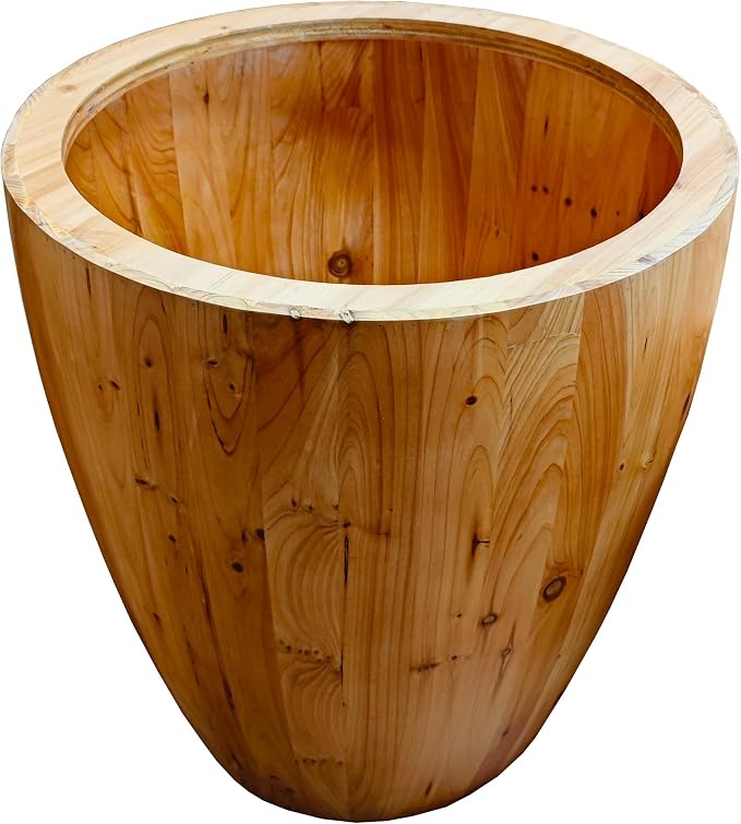 20.87" Vintage Wood Drum Coffee Table, Wood Round Coffee Table with Storage, Drum Side Table End Table Bucket Shaped Coffee Tables Small Center Table for Living Room, No Need Assembly
