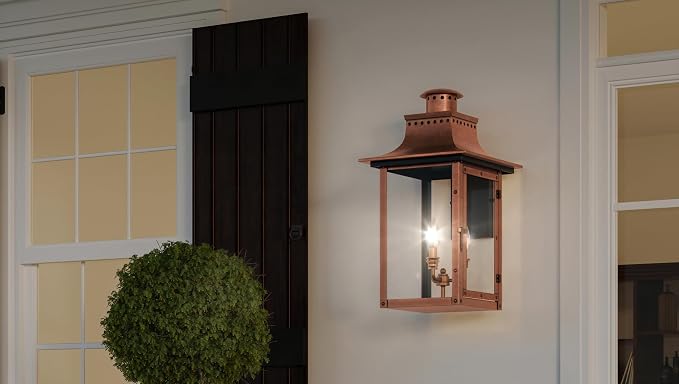 Urban Ambiance Luxury Antique Outdoor Wall Light, Large Size: 23" H x 12" W, with French Country Style Elements, Rustic Copper Finish, UQL1411, Longview Collection