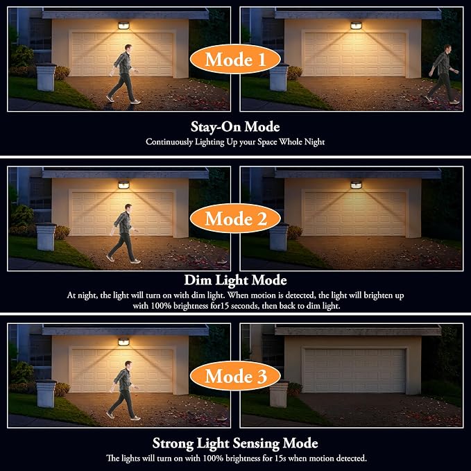 Solar Outdoor Lights, 4-Pack 178 LEDs Motion Sensor Wall Light with 270° Wide Angle & 3 Modes, Waterproof 3000K Solar Powered Security Light for Patio Garden Garage Front Door