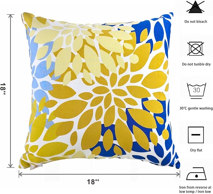 Yellow Outdoor Pillows Outside Pillows with Insert Included | 18x18 Outdoor Throw Pillows Set of 2 Decorative Pillows Outdoor Pillows for Patio Furniture