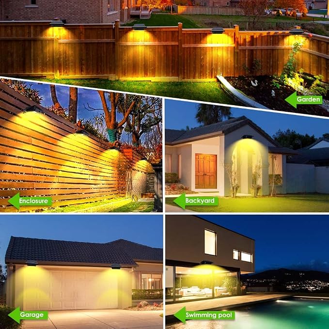 Gutter Solar Patio Decor Lights, 40 LED Deck Outdoor Waterproof Fence for Wall Backyard Porch, Pool, Step Stairs, Yard, Garden, Pathway (2Pack-Black, Warm White)