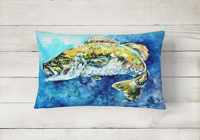 Caroline's Treasures MW1220PW1216 Bobby The Best Bass Canvas Fabric Decorative Pillow Machine Washable, Indoor Outdoor Decorative Pillow for Couch, Bed or Patio, 12HX16W