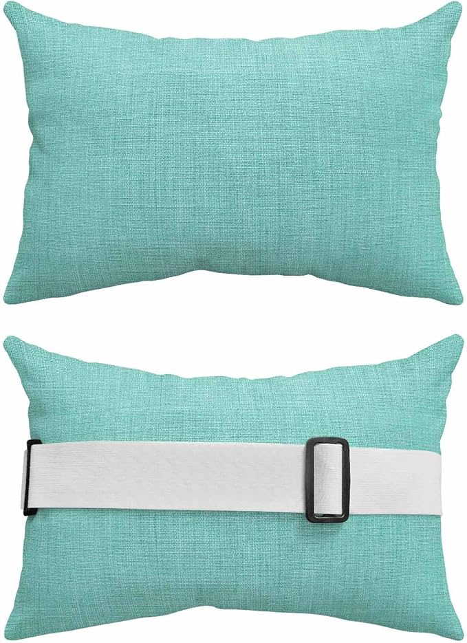 Pack of 2 Outdoor Lumbar Pillow Covers 12x20 Inch, Turquoise Burlap Texture Waterproof Throw Pillow Covers Set, Farmhouse Vintage Aqua Indoor&Outdoor Decorative Cushion Cases for Patio Porch Beach