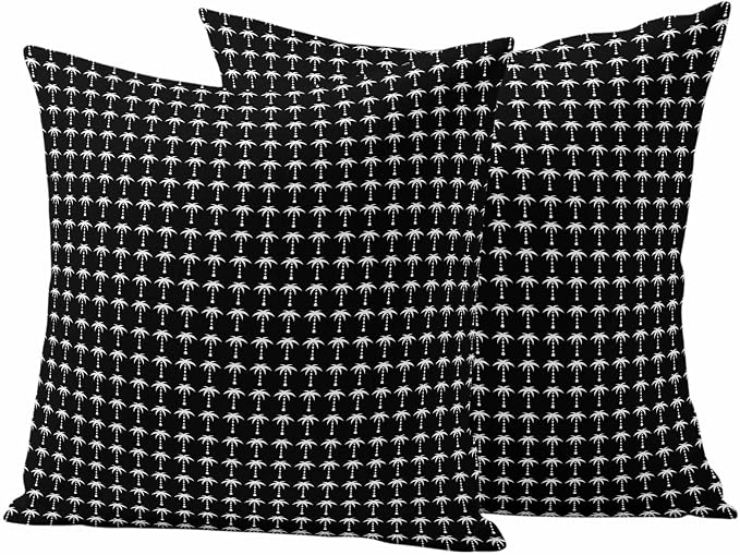 Palm Trees Outdoor Pillow Covers 18"x18" Set of 2, Summer Vintage Nautical Coastal Beach Ocean Black Tree Waterproof Throw Pillow Covers for Patio Furniture, Decorative Cushion Covers for Porch