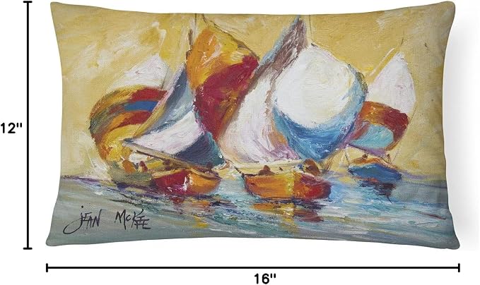 Caroline's Treasures JMK1029PW1216 Boat Race Canvas Fabric Decorative Pillow Machine Washable, Indoor Outdoor Decorative Pillow for Couch, Bed or Patio, 12HX16W