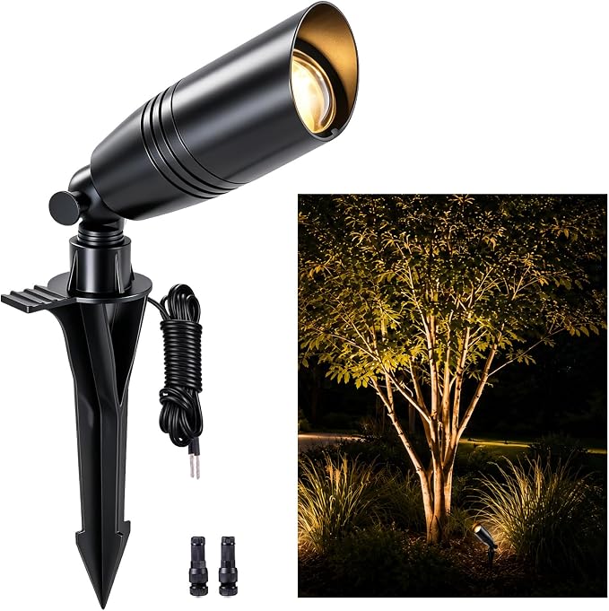Low Voltage Landscape Lighting,Outdoor Spotlights 12V Uplights | IP65 Waterproof,Die-cast Aluminum,200°Adjustable,Without MR16 Bulb,Heavy Duty Spot Light for Tree Garden Yard Pathway,1Pack
