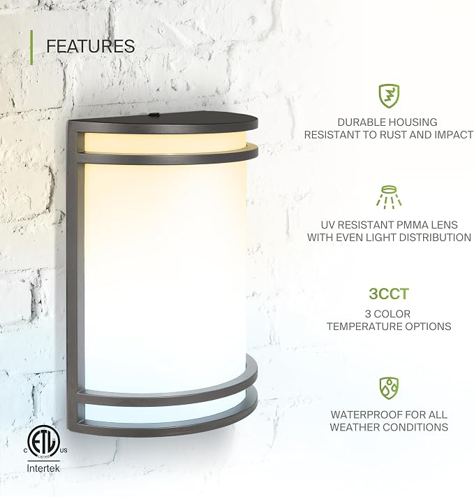ASD 10 Inch LED Outdoor Sconce Lights - 15W 120-277V 3000K 4000K 5000K Bronze Exterior Lighting Fixtures, Dimmable Exterior Lights for House, Modern Patio Wall Light Fixture ETL