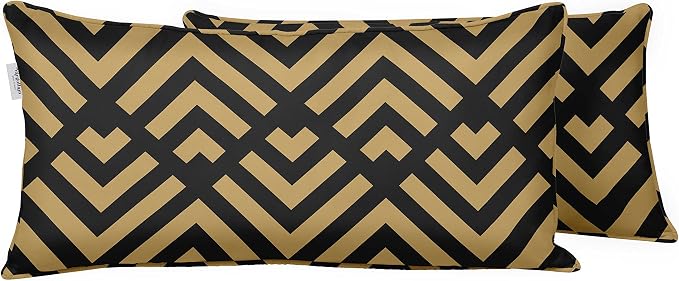 Indoor/Outdoor Polyester Fabric Lumbar Pillow Cover, All-Weather Waterproof Rectangular Cushion Case for Patio Furniture, 12 x 18 Set of 2 - Abstracts-13
