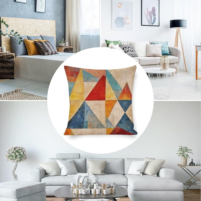 Cushion Case Colorful Fun Aesthetic Mid Century Modern Gomestry Zippered Pillow Cover Mid-Century Modern Style Outdoor Pillows Covers 18"x18" Pillows for Couch Sofa Patio Furniture Home Decor