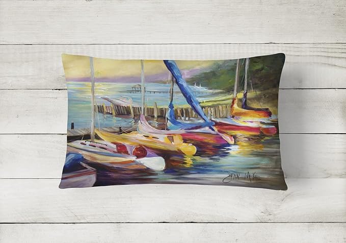 Caroline's Treasures JMK1036PW1216 Sailboats at Sunset Canvas Fabric Decorative Pillow Machine Washable, Indoor Outdoor Decorative Pillow for Couch, Bed or Patio, 12HX16W