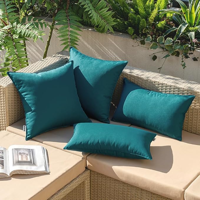 MIULEE Decorative Outdoor Waterproof Pillow Covers 18x18 Deep Blue | Decorative Patio Furniture,Pack of 2,Accent Square Soild Throw Pillow Covers,Summer Garden Tent Couch Sofa