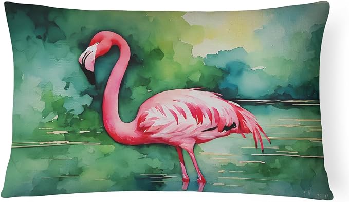 Caroline's Treasures DAC2858PW1216 Flamingo Throw Pillow Machine Washable, Indoor Outdoor Decorative Pillow for Couch, Bed or Patio, 12HX16W