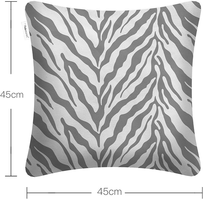 Pack of 2 Outdoor Waterproof Decorative Throw Pillow Covers for Patio Furniture, 18x18 Inch Square Fade Resistant Patio Garden Cushion Covers for Couch Bed Sofa, Zebra Grey