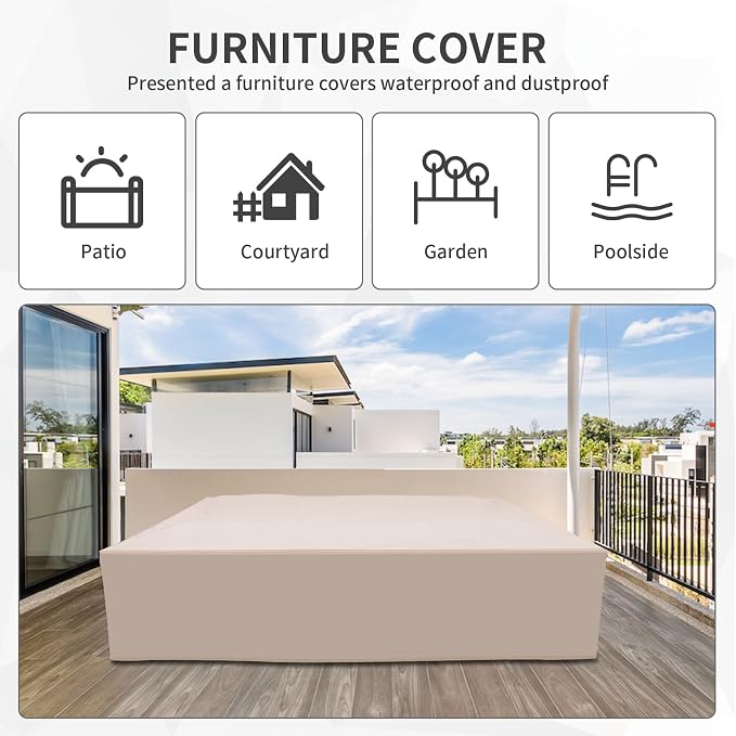 Valita 7 Pieces Outdoor Wicker Furniture Conversation Set Patio Sectional Sofa Set Glass Table with Non-Slip Cushions Furniture Cover, Dark Blue