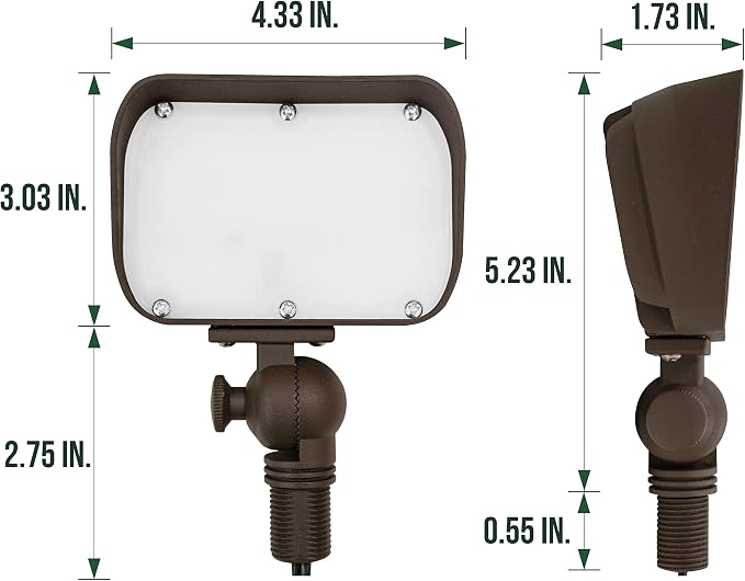 12W LED Flood Lights Outdoor, Aluminum Low Voltage Security Lights, Knuckle Mount Waterproof Wall Light, Landscape Lighting for Yard House Garden Garage, 9-15V, 800 Lumen, 3000K, Brown