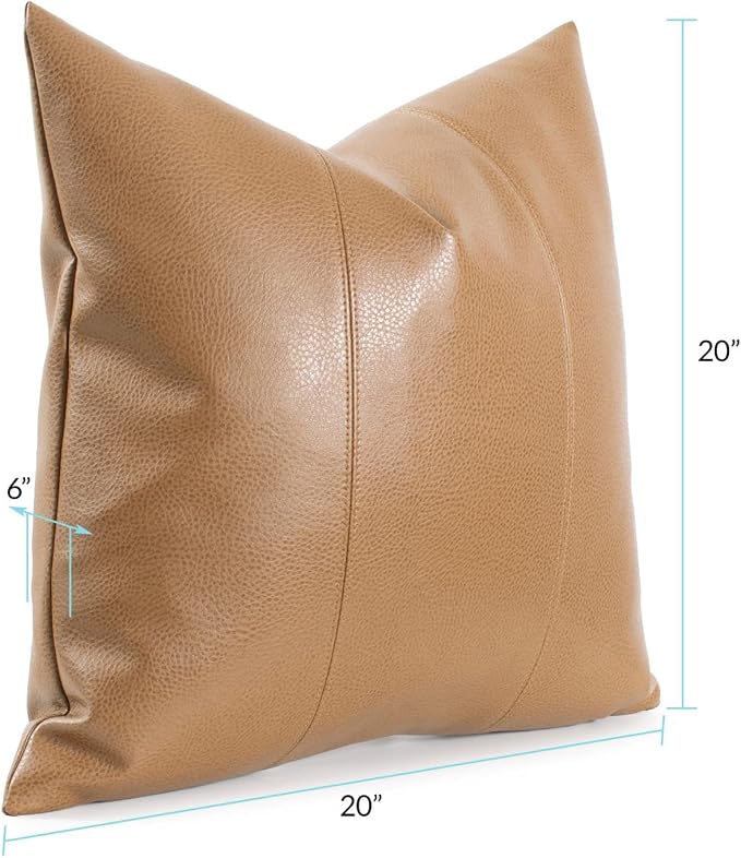 Howard Elliott Collection Fluffy Square Throw Pillow, Premium Stuffer Decorative Comfortable Sleeper Cushion, Soft Square Pillow Insert for Bedroom, Couch & Sofa, 20 x 20 Inch, Avanti Bronze