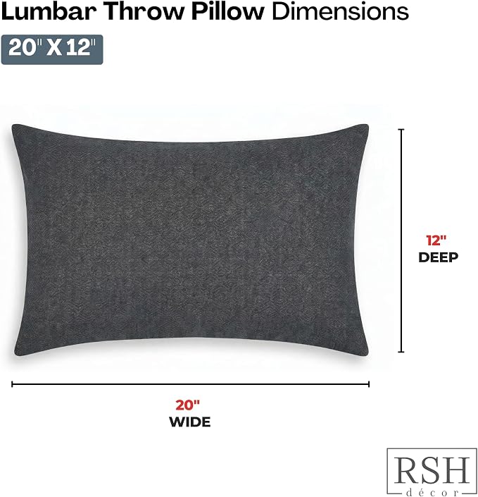 RSH DECOR: Sunbrella Lumbar Throw Pillows Set of 4 | 20" x 12" | Water and Fade-Resistant Performance Fabric | Outdoor Pillow Covers with Down-Alternative Inserts | Made in USA (Sancy Denim)