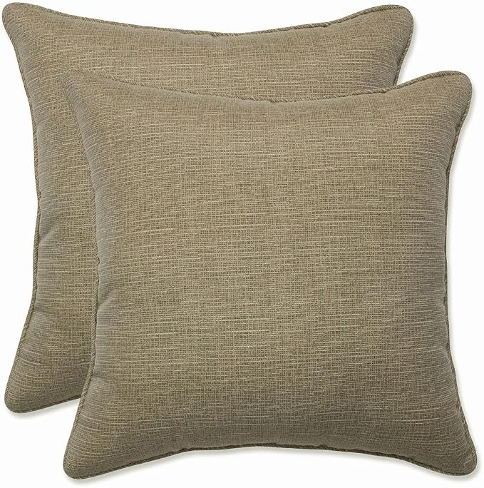Pillow Perfect Monti Chino Solid Indoor/Outdoor Small Throw Pillow Plush Fill, Weather and Fade Resistant, Small Throw - 16.5" x 16.5", Tan, 2 Count