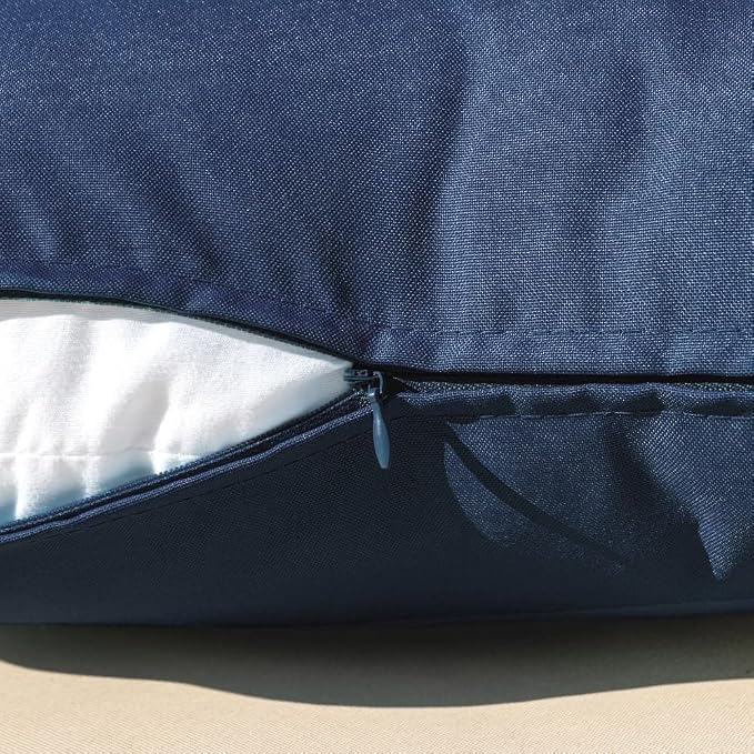 MIULEE Decorative Outdoor Waterproof Pillow Covers 18x18 Dark Blue | Decorative Patio Furniture,Pack of 2,Accent Square Soild Throw Pillow Covers,Summer Garden Tent Couch Sofa