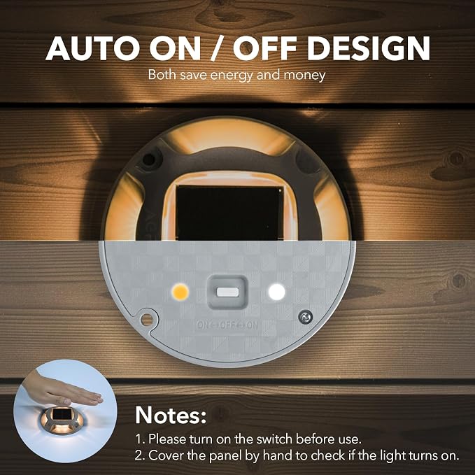 AGPTEK Solar Driveway Lights Outdoor 16 Pack, 2 Color Modes LED Deck Dock | Marine Waterproof Driveway Marker Lights for Step Sidewalk Stair Garden Pathway Walkway Yard (Warm White/Cool White)