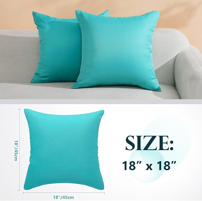 fauson Outdoor Pillows 18x18 Set of 4 Outdoor Pillows Covers Waterproof Decorative Square
