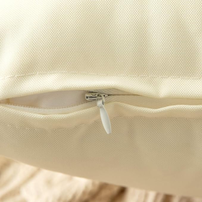 MIULEE Decorative Outdoor Waterproof Pillow Covers 24x24 Beige | Decorative Patio Furniture,Pack of 2,Accent Square Euro Soild Throw Pillow Covers,Summer Garden Tent Couch Sofa