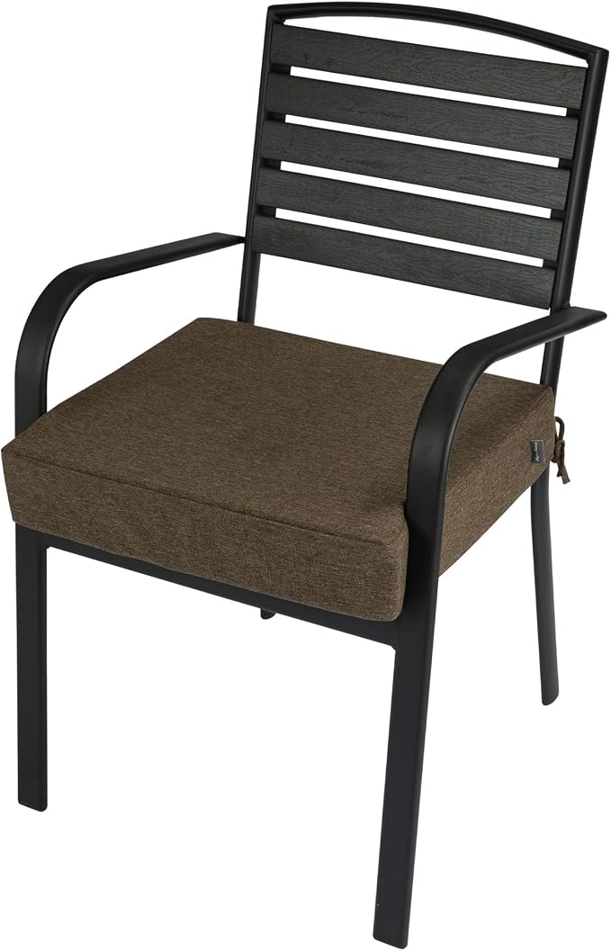 Magpie Fabrics Indoor Outdoor Cushion Cover Replacement 2 Pack, NO Insert! Water Repellent Slipcover with Ties Decor for Patio Garden Chair Sofa Bench Wicker(Dark Brown, 20x18x4 Inch)