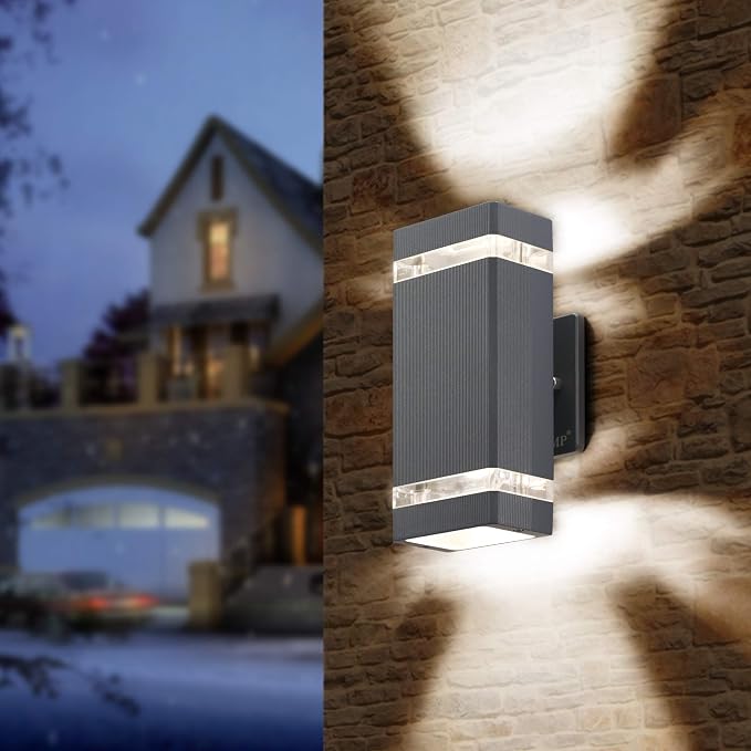 LMP LED Outdoor Wall Light, Aluminum IP65 Waterproof Porch Lights | Up and Down,3000K 5W G10 Bulbs Included,ETL Certified, Outside Wall Exterior Lighting Fixtures for House, Front Door, Garage