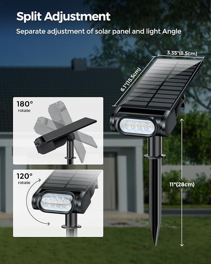 Solar Spot Lights Outdoor, Waterproof IP67 12 Color Modes Landscape Light with Remote, 2-in-1 Color Changing/Cool/Warm White Solar Lights Outdoor for Yard Trees Garden Pool Multicolor, 2 Pack