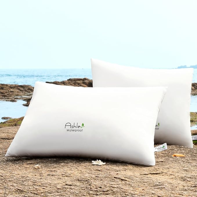 Ashler Outdoor Waterproof Pillow Inserts - 20 x 26 Pillow Inserts Set of 2, Water Resistant Patio Furniture Pillows Decorative for Garden, Hypoallergenic Lumbar Pillow for Sofa Couch