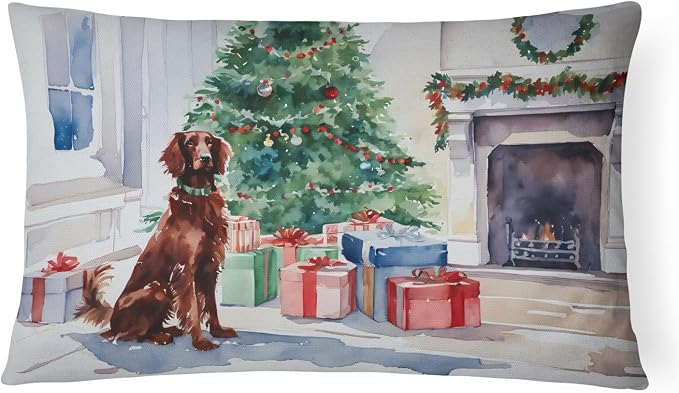 Caroline's Treasures DAC2676PW1216 Irish Setter Cozy Christmas Throw Pillow Machine Washable, Indoor Outdoor Decorative Pillow for Couch, Bed or Patio, 12HX16W