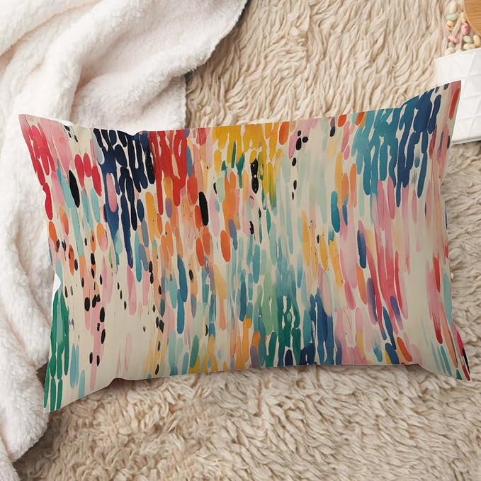 Make It Rain Fiesta Lumbar Throw Pillow Cover Rainbow Colorful Pillow Case 12x20in Classic Accent Throw Pillow Covers Farmhouse Decorative for for Sofa Couch Bed Chair Indoor