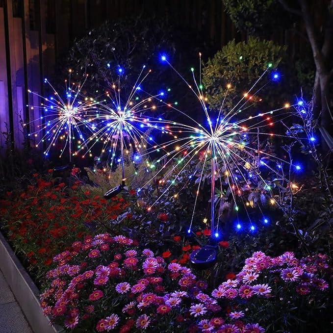 HPUFKOT Solar Garden Lights Outdoor,Waterproof Garden, 2PC 200 LED Twinkling Firework Lights Decorative with 8 Modes,Decor for Yard Patio Pathway Lawn for Yard Outside Fairy Decorative