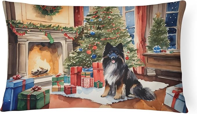 Caroline's Treasures DAC2691PW1216 Keeshond Cozy Christmas Throw Pillow Machine Washable, Indoor Outdoor Decorative Pillow for Couch, Bed or Patio, 12HX16W